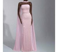 Shein Elegante y lujoso vestido maxi de Body con cuentas 3D sin tirantes con cuello halter desmontable, adecuado para citas, vacaciones, fiestas de solteros