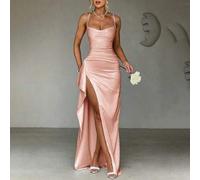 Shein Elegante y sexy vestido de fiesta con hombros descubiertos, volantes y cintura fruncida, vestido de dama de honor, vestido de gala