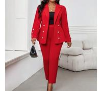 Shein Elegantes abrigos de piel sintética de manga larga con cuello de punto rojo, talla grande para otoño e invierno