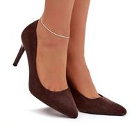 Shein Elegantes stilettos de ante sintético Sergio Leone para mujer con punta afilada, diseño clásico y atemporal para amantes de la moda en marrón, rojo y