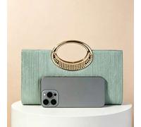 Shein Embrague de noche con rayas brillantes, estuche rígido con asa de anillo metálico y cadena desmontable, estilo formal elegante adecuado para bodas, ga