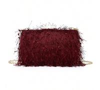 Shein Embrague de tarde con flecos con forma de caja, bolsa de fiesta, perfecta para fiestas, bodas, bailes de graduación, cenas/banquetes, artículo esencia