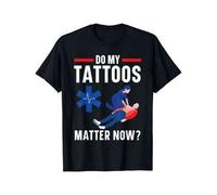 Shein Emergency Medical Technician EMT Graphic T-Shirt - Bold Do My Tattoos Matter Now Design With Heartbeat & First Aid Symbols - 100% Cotton Retro Crew Ne
