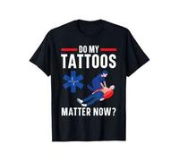 Shein Emergency Medical Technician EMT Graphic T-Shirt - Bold Do My Tattoos Matter Now Design With Heartbeat & First Aid Symbols - 100% Cotton Retro Crew Ne