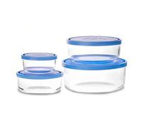 Shein Envase de Vidrio Azul con Tapa Azul Set de Almacenaje de Alimentos Ensaladeras Fiambreras Aptas para Lavavajillas, Frigorífico y Microondas | Marca Bo