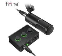 Shein Equipo de podcast, kit de grabación musical, incluye micrófono dinámico y mezclador de audio USB con entrada de micrófono XLR, monitoreo de auriculare