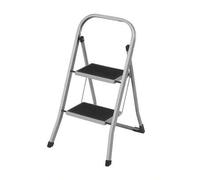Shein Escalera de Tijera, Escalera con 2 Peldaños, Peldaño Plegable, Bloqueo de Seguridad, Fácil de Guardar, Carga hasta 150 kg, Gris