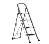 Shein Escalera de Tijera, Escalera con 4 Peldaños, Peldaño Plegable, Bloqueo de Seguridad, Fácil de Guardar, Carga hasta 150 kg, Gris Paloma