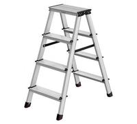 Shein Escalera Plegable, Escalera de Mano, Escalera de Aluminio con 4 Peldaños Antideslizantes, Multifuncional, Carga de 150 kg, Gris Plata y Negro Tinta