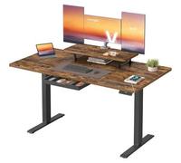 Shein Escritorio Eléctrico Ajustable en Altura, 140 x 70 cm, para Trabajar de Pie, Soporte para Monitor, Cajón, Puerto USB-C, Recordatorio de Sedentarismo,