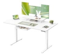 Shein Escritorio Eléctrico Ajustable en Altura, 140 x 70 cm, para Trabajar de Pie, Soporte para Monitor, Cajón, Puerto USB-C, Recordatorio de Sedentarismo,