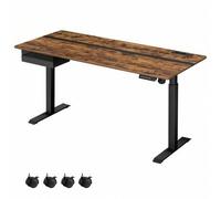 Shein Escritorio Eléctrico Ajustable en Altura, Escriotrio de Pie, Enchufe y Cajón, 70 x 160 cm de Encimera, Ajuste Continuo, 4 Funciones de Memoria de Altu