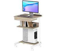 Shein Escritorio rodante HOMCOM con cajón y estantes, 4 ruedas, compacto, placa de soporte, metal en sitio