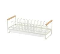 Shein Escurreplatos para encimera en acero blanco con asas de madera 40x18x16cm. Envio gratis 24/72h.