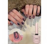 Shein 1 pieza esmalte de uñas en gel con efecto cat eye y sabor a mermelada de ciruela negra de 10 ml con cuentas de cristal y propiedades de curado con luz