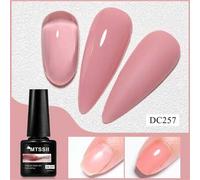 Shein Esmalte de uñas en gel de color rosa transparente con base de goma de 7ml, esmalte semi-permanente de camuflaje para uñas que se remoja con lámpara UV
