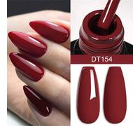 Shein Esmalte de uñas en gel rojo de 7 ml, semi-permanente, gel UV, color chocolate de otoño/invierno, de remojo, para arte de uñas, barniz de gel, manicura