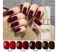 Shein Esmalte de uñas en gel rojo XEIJAYI de 15ml, cura con luz UV para diseños de arte de uñas DIY en casa. Diseño de uñas rojas adecuado para uñas navideñ