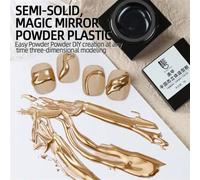 Shein Esmalte de uñas en gel RS NAIL con moldeado 3D metálico para arte de uñas, polvo de purpurina espejo Y2K, rhinestones, pegamento adhesivo transparente