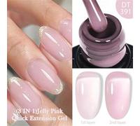 Shein Esmalte de uñas en gel de extensión rápida de gelatina rosa desnuda de 7 ML, gel de construcción transparente acrílico para uñas, esmalte de uñas en g