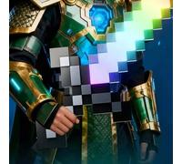 Shein Espada de diamante luminosa recargable con luz arcoíris de Minecraft, lámpara decorativa con espada de colores cambiantes (17 modos de color), regalo