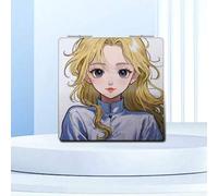 Shein Espejo compacto magnético con tapa abatible, espejo de maquillaje portátil para exteriores, regalo para niñas jóvenes con diseño de una niña rubia de