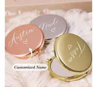 Shein Espejo de bolsillo personalizado, regalo con nombre personalizado, caja de regalo con embalaje, regalo para dama de honor, regalo para despedida de so