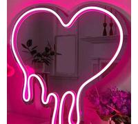 Shein Espejo de LED de neón con forma de corazón derretido con alimentación USB: Adecuado para decoración del hogar, estudio, salón, tienda de tatuajes, art