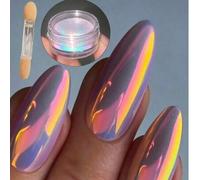 Shein Espejo mágico Aurora rosa, decoración de arte de uñas con brillo para diseño de uñas