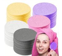 Shein Esponjas faciales redondas y suaves de 100% compresas naturales, exfoliante facial, removedor de maquillaje, esponja de limpieza reutilizable con fras