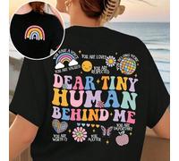 Shein Esta camiseta de estilo de carta casual y versátil para la playa es adecuada para primavera y verano, ofreciendo comodidad y elasticidad en color negr