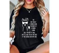 Shein Esta camiseta de mujer de manga corta y cuello redondo con un patrón positivo de "Héroe del almuerzo" tiene un ajuste casual y es lavable a máquina. E