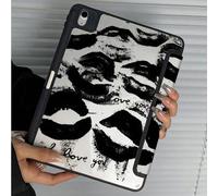 Shein Esta hermosa y linda funda de acrílico transparente con cristal de doble cara pintada con una carta de labios negros de dibujos animados es a prueba d