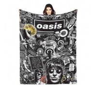 Shein Esta manta de franela ultra suave y cómoda está inspirada en la banda de rock Oasis. Es cálida y acogedora, adecuada para todas las estaciones, y una