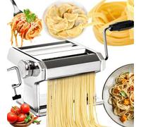 Shein Esta máquina para hacer pasta de acero inoxidable cuenta con 6 niveles de grosor ajustables, 2 o 3 anchos seleccionables y un cortador de masa con man