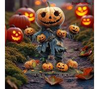 Shein Estaca luminosa de espantapájaros encantado - Atrapasol de cabeza de calabaza mística, arte de jardín resistente a la intemperie de Halloween a Acción