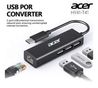 Shein Estación de acoplamiento 4 en 1 Acer HY41-T41 con puerto Ethernet, USB-C, 3 puertos USB, adaptador de Tipo-C a Ethernet, compatible con portátiles, or