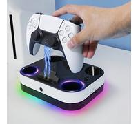 Shein Estación de carga para controlador P5 compatible con controlador DualSense Edge, base de carga rápida con cable, estación de carga para dos controlado