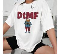 Shein Estampado de rana divertida "DtMF", camiseta holgada para mujer, top de verano, serie K-Pop Warrior, top de algodón puro, ropa para mujer, ropa de ver