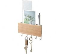 Shein Estante de almacenamiento magnético de pared Yamazaki Home - Ganchos para llaves y bandeja de almacenamiento de acero + madera, multicolor
