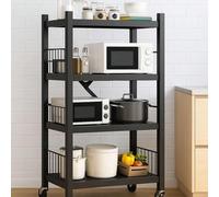 Shein Estante de cocina de pie, multifuncional, de libre instalación, plegable, para almacenamiento, para horno microondas y ollas.