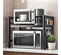 Shein Estante de cocina, estante extensible para microondas de 40-64 cm, soporte de tubo ovalado ajustable en altura de 32 cm/42 cm, estante para horno micr