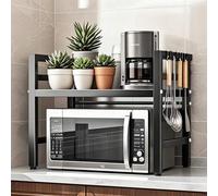 Shein Estante de cocina, estante extensible para microondas de 40 a 64 cm, soporte ajustable en altura de 32/42 cm, estante para horno microondas con 6 ganc