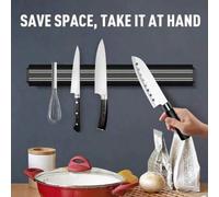 Shein Estante magnético para cuchillos de cocina, resistente estante magnético de acero inoxidable para almacenamiento de cuchillos de pared, color negro, e