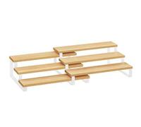 Shein Estante para Especias, Juego de 2 Estantes de Armario, Especiero Extensible de 3 Niveles, Madera de Ingeniería, Apilable, para Despensa, Encimera, Bei