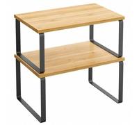 Shein Estante para Especias, Juego de 2, Organizador de Armario, Estante de Almacenamiento de Cocina Extensible, Especiero de Metal y Madera de Ingeniería,