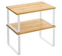 Shein Estante para Especias, Juego de 2, Organizador de Armario, Estante de Almacenamiento de Cocina Extensible, Especiero de Metal y Madera de Ingeniería,