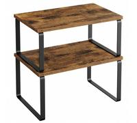 Shein Estante para Especias, Juego de 2, Organizador de Armario, Estante de Almacenamiento de Cocina Extensible, Especiero de Metal y Madera de Ingeniería,