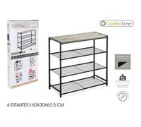 Shein Estanteria 4 Niveles Metal Y Madera Negra Versátil y Multiusos | Estanteria 4 Niveles Metal Y Madera Negra Fácil de Montar y Usar, Ahorra Espacio y Of
