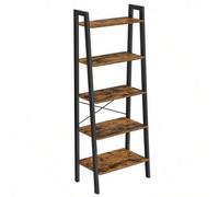 Shein Estantería de 5 Niveles, Librería Industrial, Fácil de Montar, para Salón, Dormitorio, Cocina, Marrón Rústico y Negro